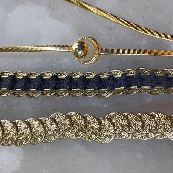 2 retro ladies gold-tone metal belts main image 5